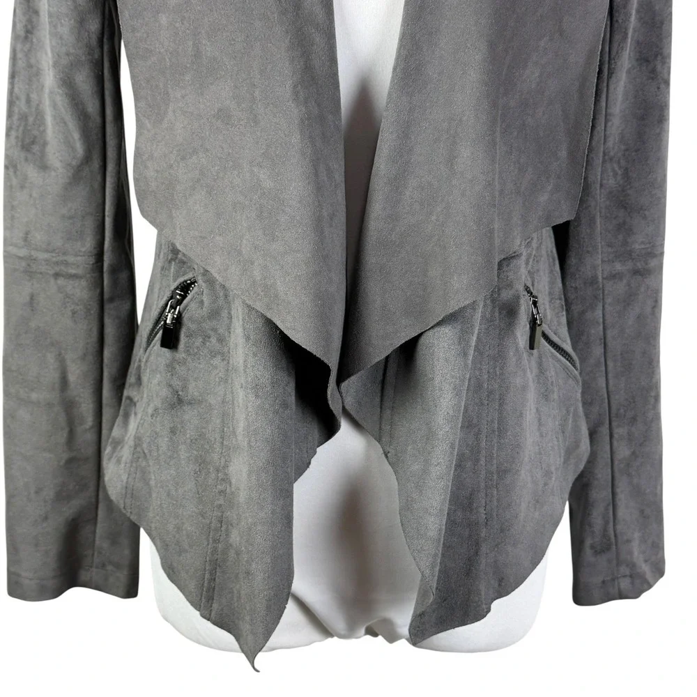 Market & Spruce Grey Faux Suede Drape Front Jacket Women's Small‎ SFJ7648
